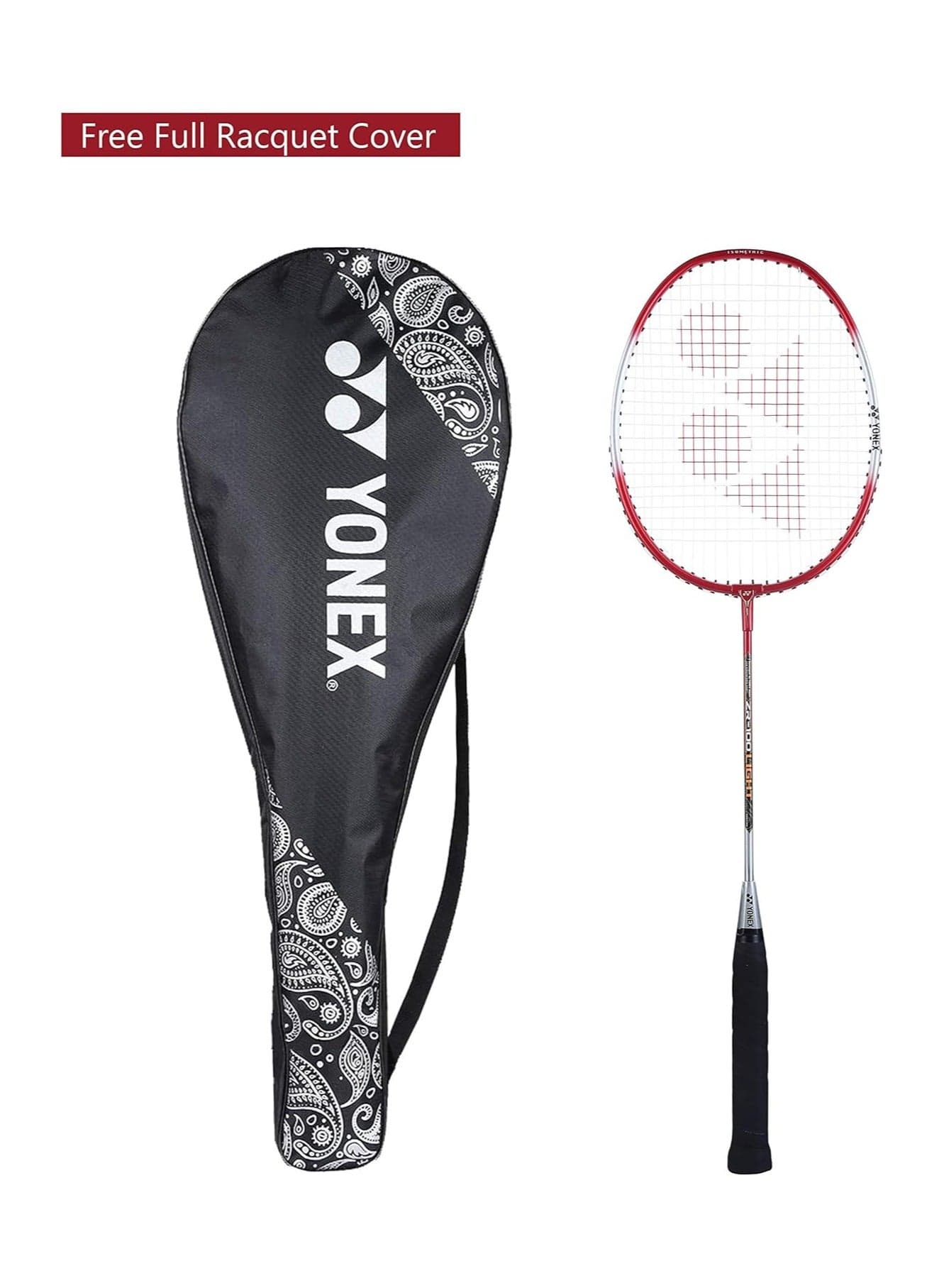 ZR 100L Aluminum Strung Badminton Racquet with Full Cover Red