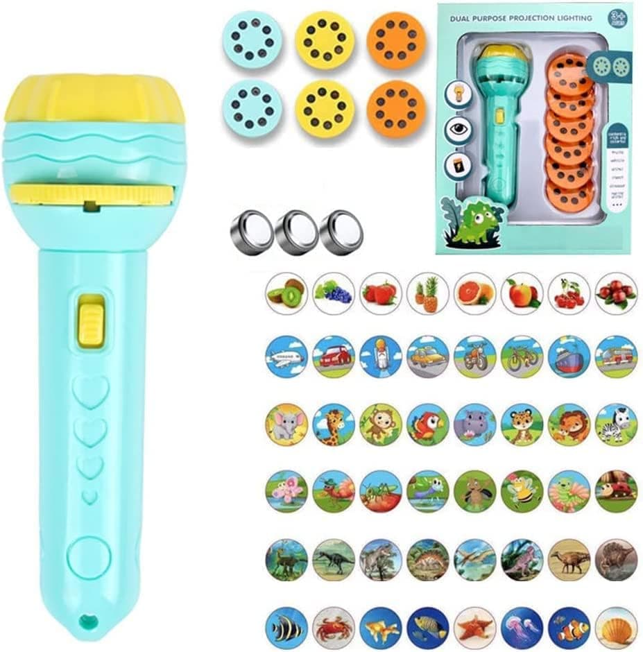 OUKA Slide Projector Torch Projection Light,Flashlight Projector for Kids Bedtime Toy,Christmas Education Learning Toy Gift Boys and Girls Fun Projection (Green)