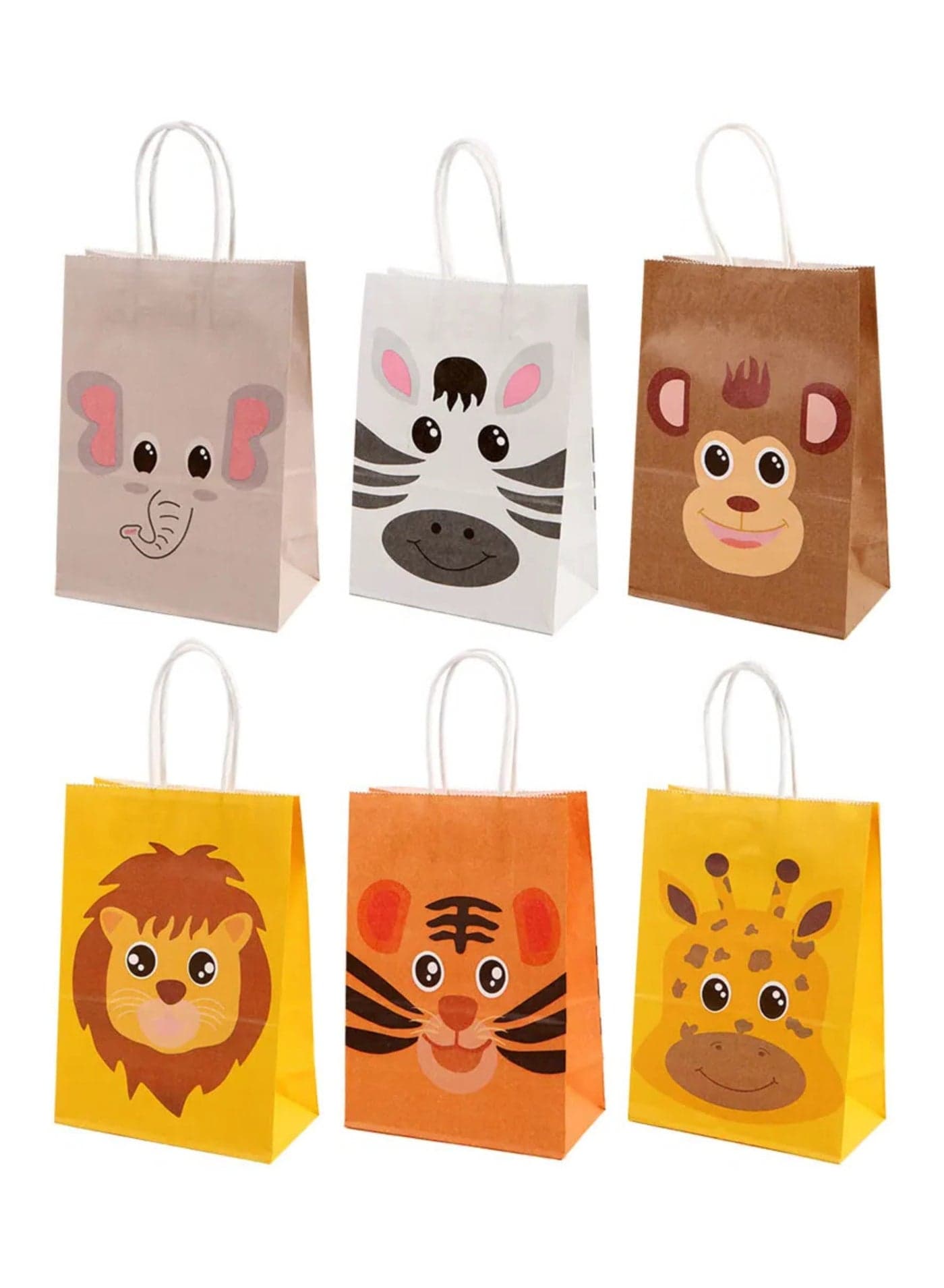 Gift Bags, Small Paper Bags 18-piece Set: 15x21x8 cm, bags for kids birthday party, giveaway bags with Animal Pattern