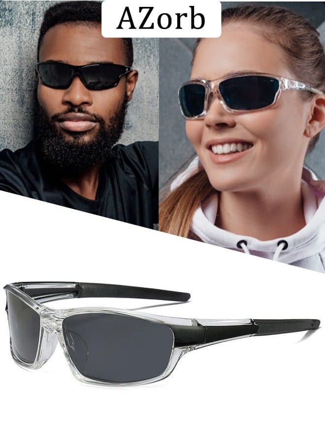 Sports Sunglasses Men Women Polarized Lens TPEE Frame Men's Sun Glassess UV400 Protection Sun Glas Soft Nose Pad Sunglass Lightweight Shades for Driving Fishing Cycling Travel Sunglass Eyewear Black