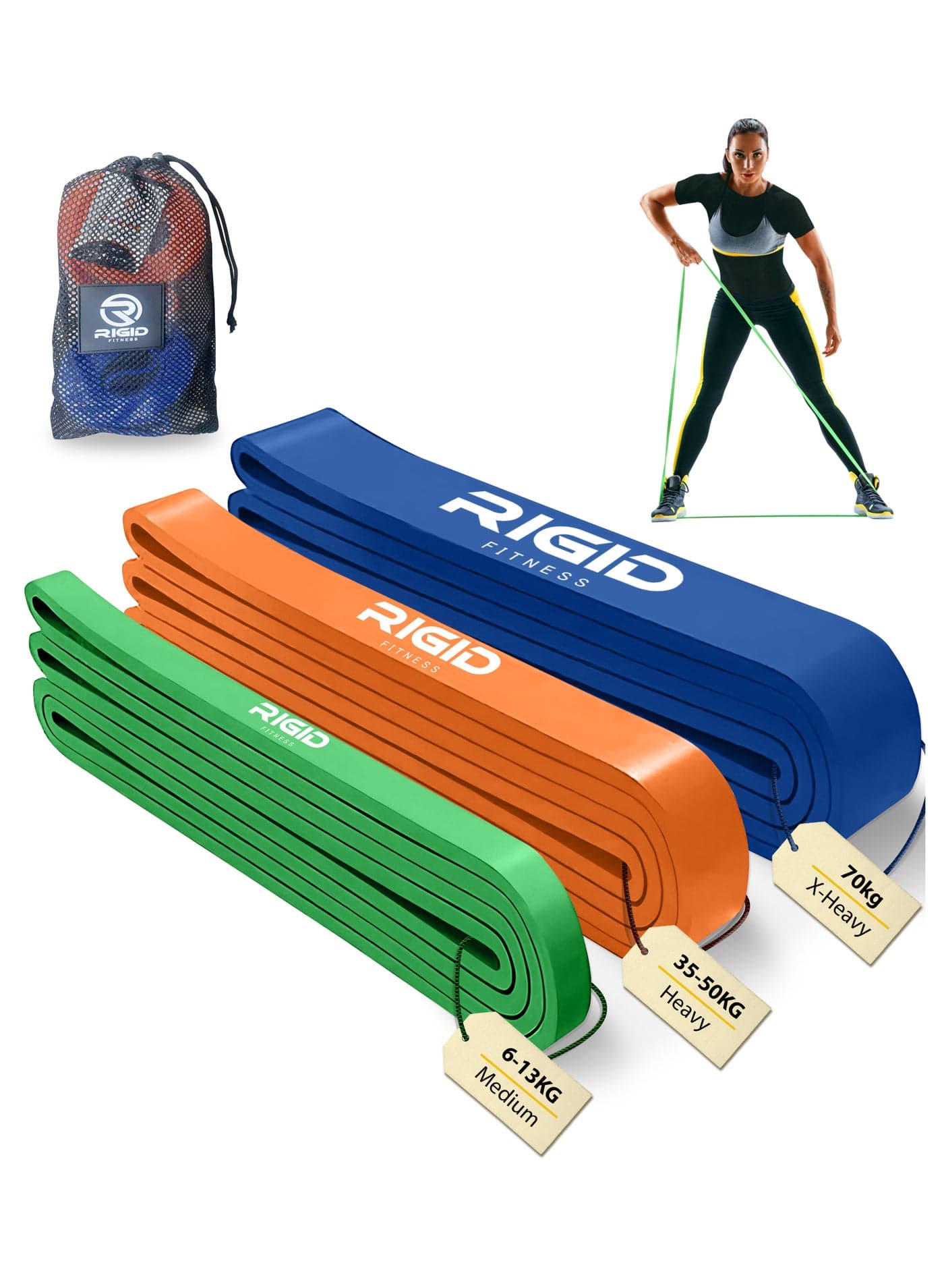Fitness Resistance Bands Set - Durable Tpe Rubber Bands For Pull-Up Assistance, Stretching, Bodybuilding & Fitness Exercises - Suitable For Home And Gym Workouts - 3 Levels (Light, Medium, Hard)