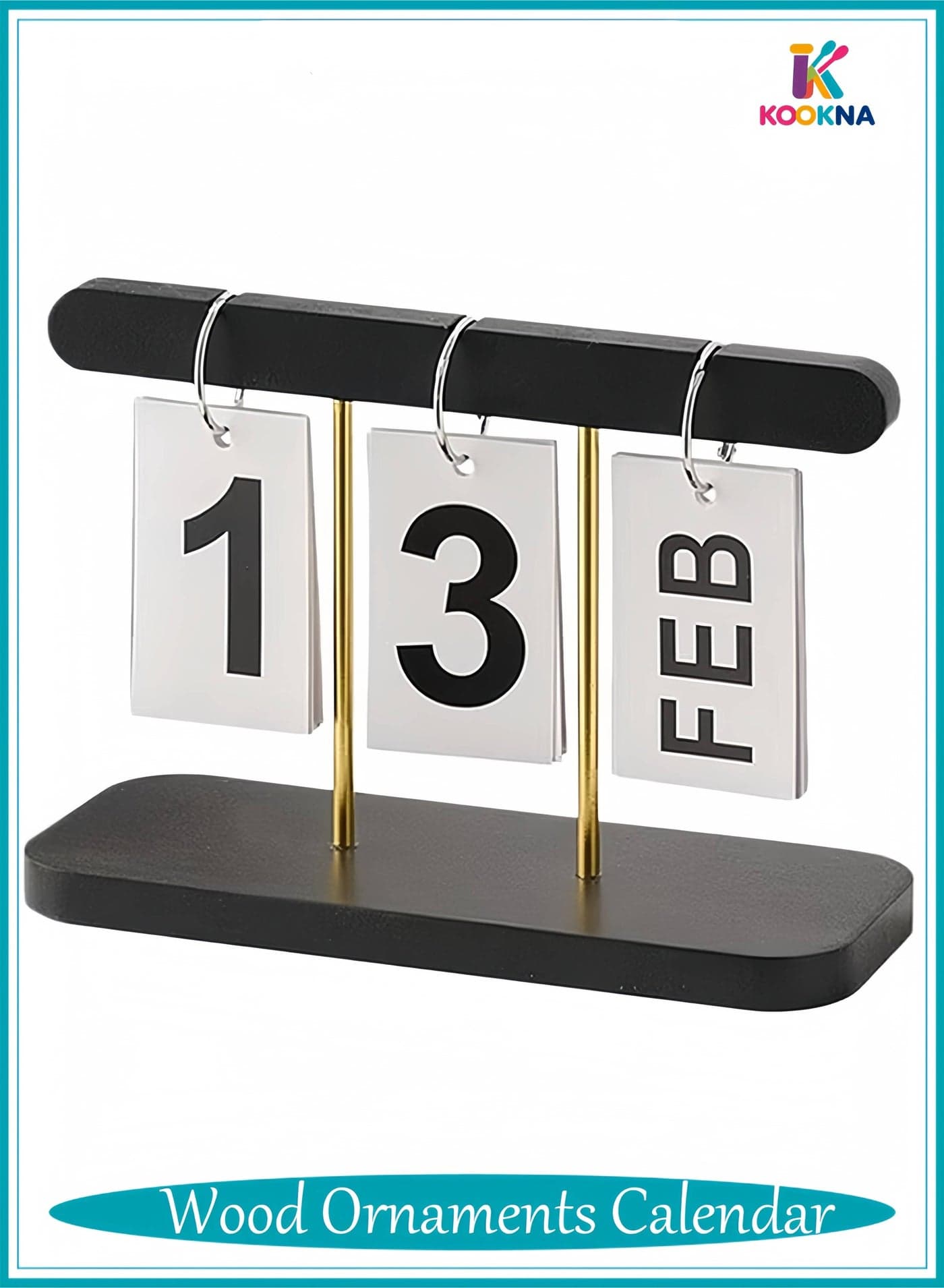 Desktop Calendar,Wooden Flip Calendar,Perpetual Desk Decor for Office and Home, Creative Manual Date Display, Black Wood Ornament (1 Pcs)