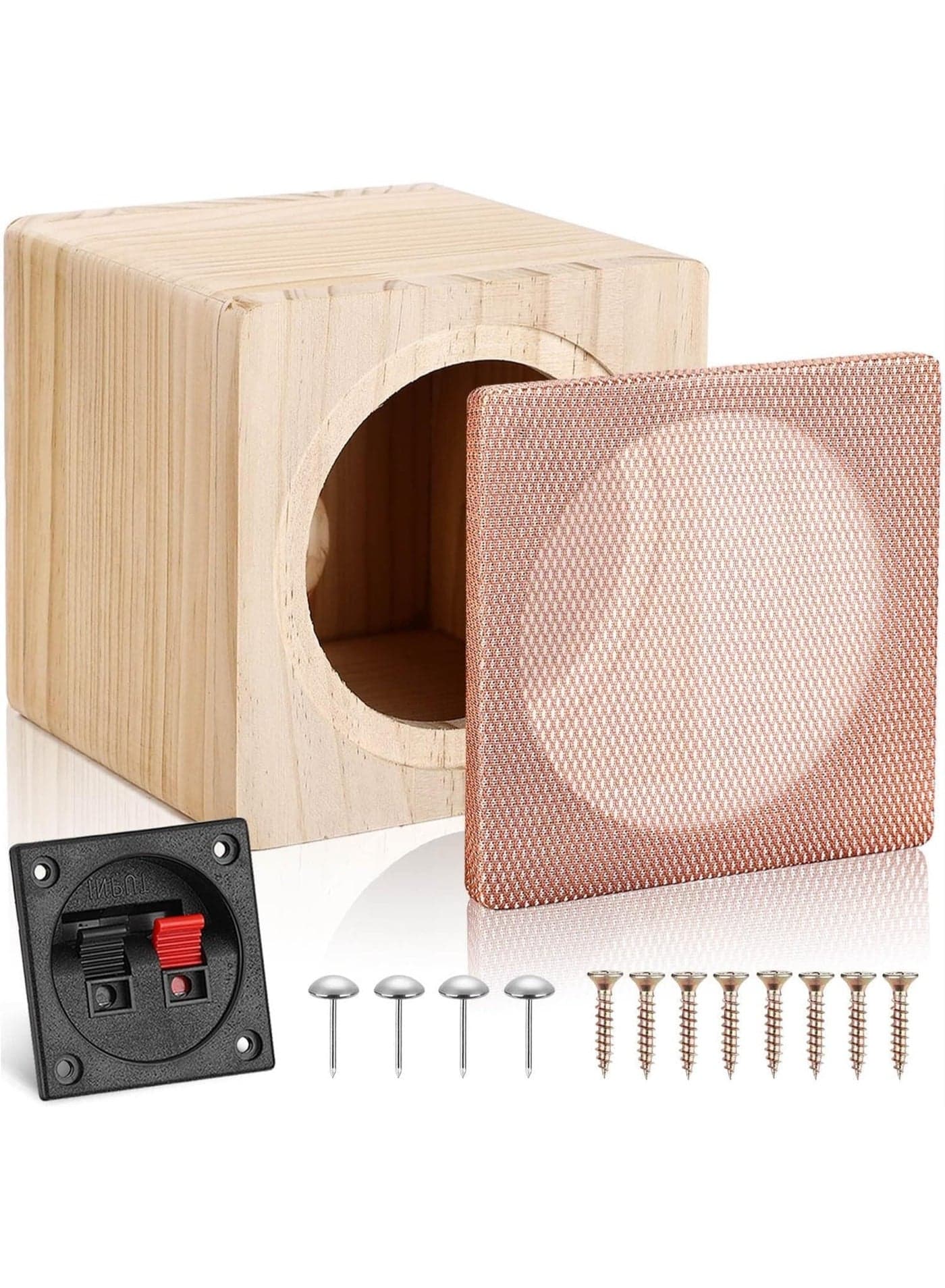 Ported Wooden Speaker Enclosure, Single Car Wood Box with Sound-Absorbing Cotton & Terminal Cup, Vented Design (Size: 6.5IN)