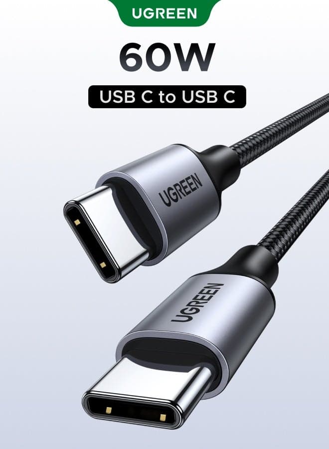60W USB Type C Cable Nylon Braided USB C to USB C 2.0 Cable (C to C) Compatible For iPhone 16 15 Pro Max iPad Pro Air mini 6 MacBook Pro Air Galaxy S24 S23 Ultra Z Fold Xiaomi Honor OPPO OnePlus 1M 1M