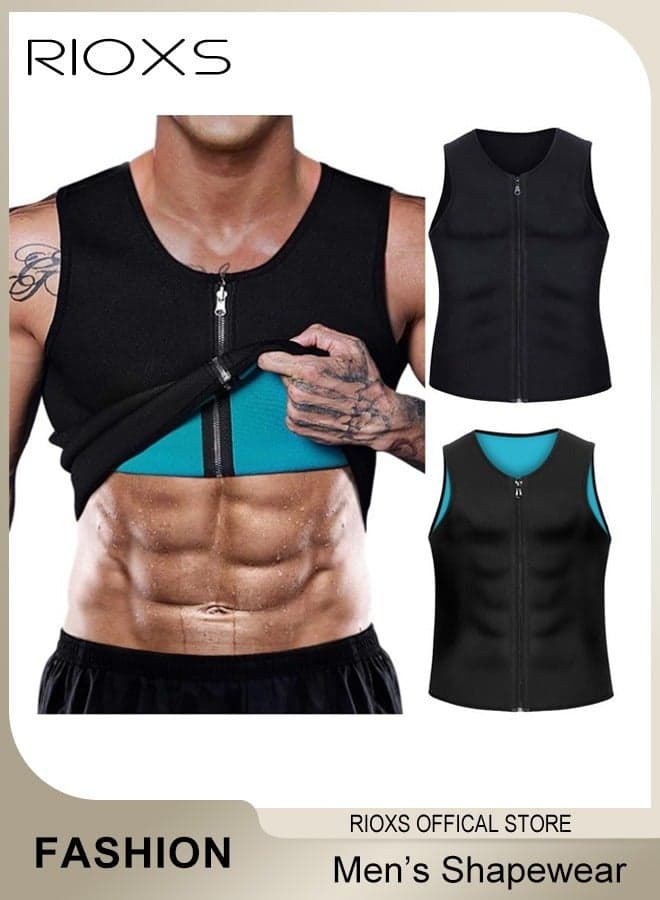 Men's Compress Zipper Vest, Belly Slimming Body Shaper Vest, Sleeveless Zipper Undershirt, Tummy Control Tank Top, Shapewear for Stomach Slimming Shirt Workout Suit, Sauna Vest Waist Trainer For Men