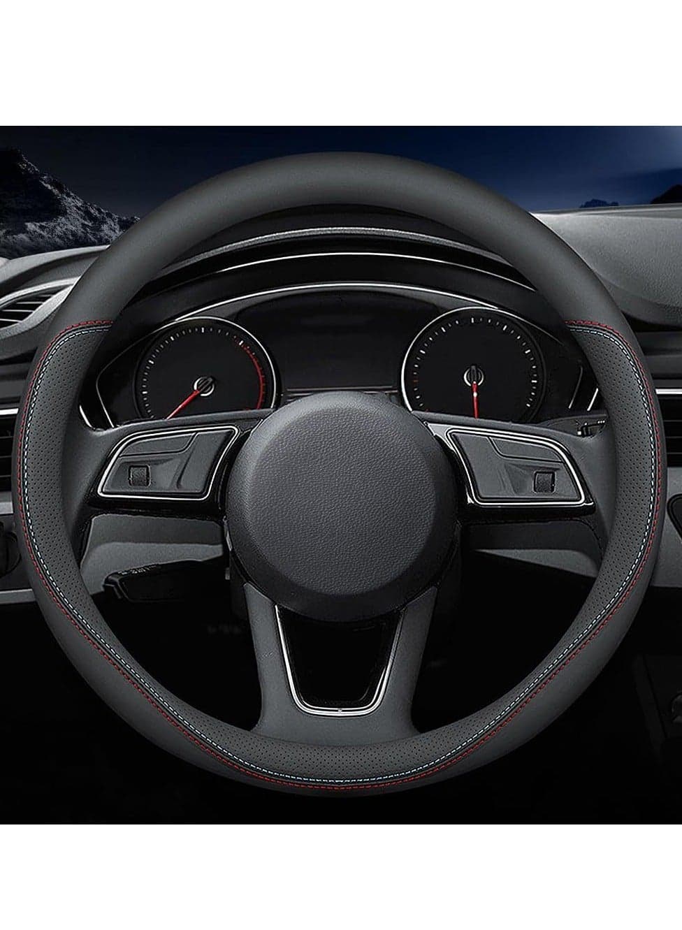 New Nappa Leather Car Steering Wheel Cover Comfortable Non-Slip Sport Style Universal 15"