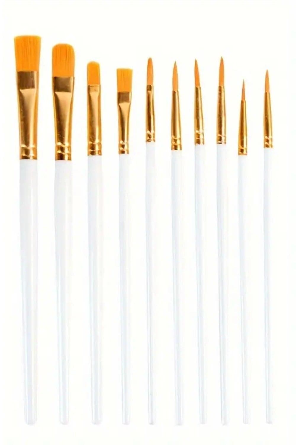 10-Piece Paint Brush Set for Acrylic, Watercolor & Oil Painting – Nylon Hair Artist Brushes with Pointed Tips – Art Supplies for Canvas, Paper, Craft & Kids Painting Projects (White)