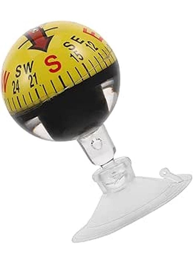 Portable Plastic Car Compass With Suction Cup For Dashboard Marine Outdoor Navigation Yellow