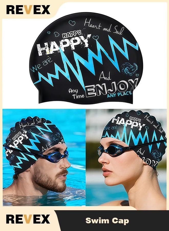 Men Women Swim Cap, Unisex Adult Swimming Cap for Short Long Hair to Keep Hair Dry, Waterproof Bathing Cap for Swimming