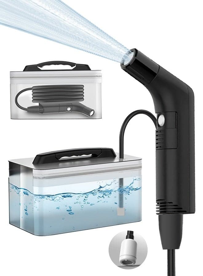 Portable Travel Bidet Shattaf Electric Rechargeable Handheld Bidet Sprayer with 2.3 Liter Water Tank and 1.2m Hose for Hygiene Cleaning, Toilet, Bathroom, Outdoor Camping