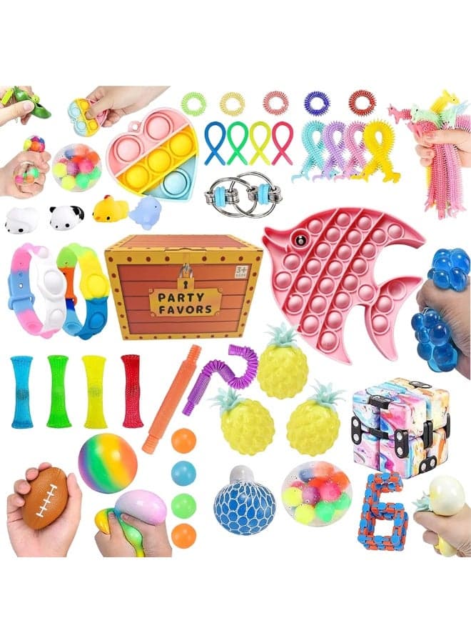 MCENTT 55 Pcs Fidget Toys Set For Kids and Adults,Simple Dimple Toys,Anxiety Relief - ADHD Autism Therapy Fidgeting Game, Party Favors Toys, Pop it for Girls And Classroom Treasure Box Prizes.