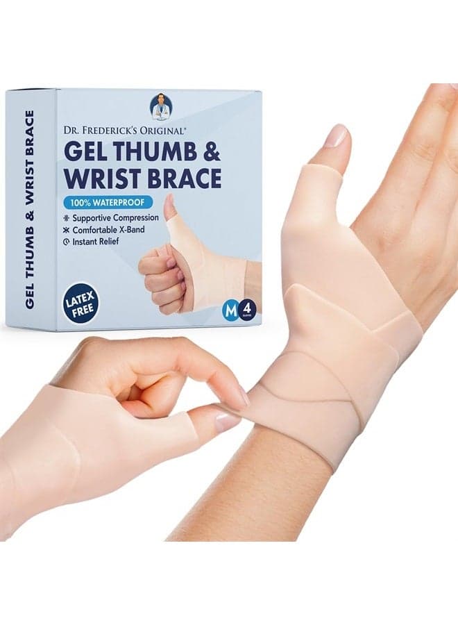 Waterproof Thumb & Wrist Brace - 4pcs - Thumb Spica Splint - Hand Brace for Tendonitis, Arthritis, De Quervain's - Fits Left or Right Hand - Women & Men - Medium