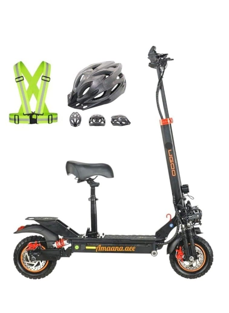 T5 Electric Scooter 2025, 500W Motor, 56.6V 13ah Battery, LED Lights, 15/25/55km/h, Foldable & Adjustable, with huge LED display meter, with Free Gifts Helmet & Wearing Vest.