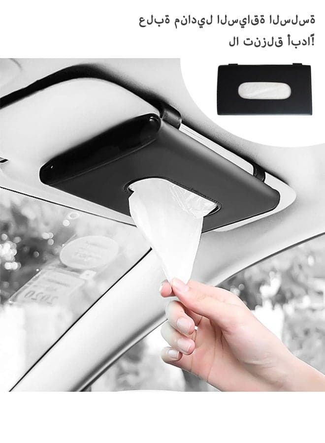 Car Visor Tissue Holder, Sun Visor Napkin Holder Backseat Tissue Case, Premium Car Tissue Box for car, Vehicle (Black)