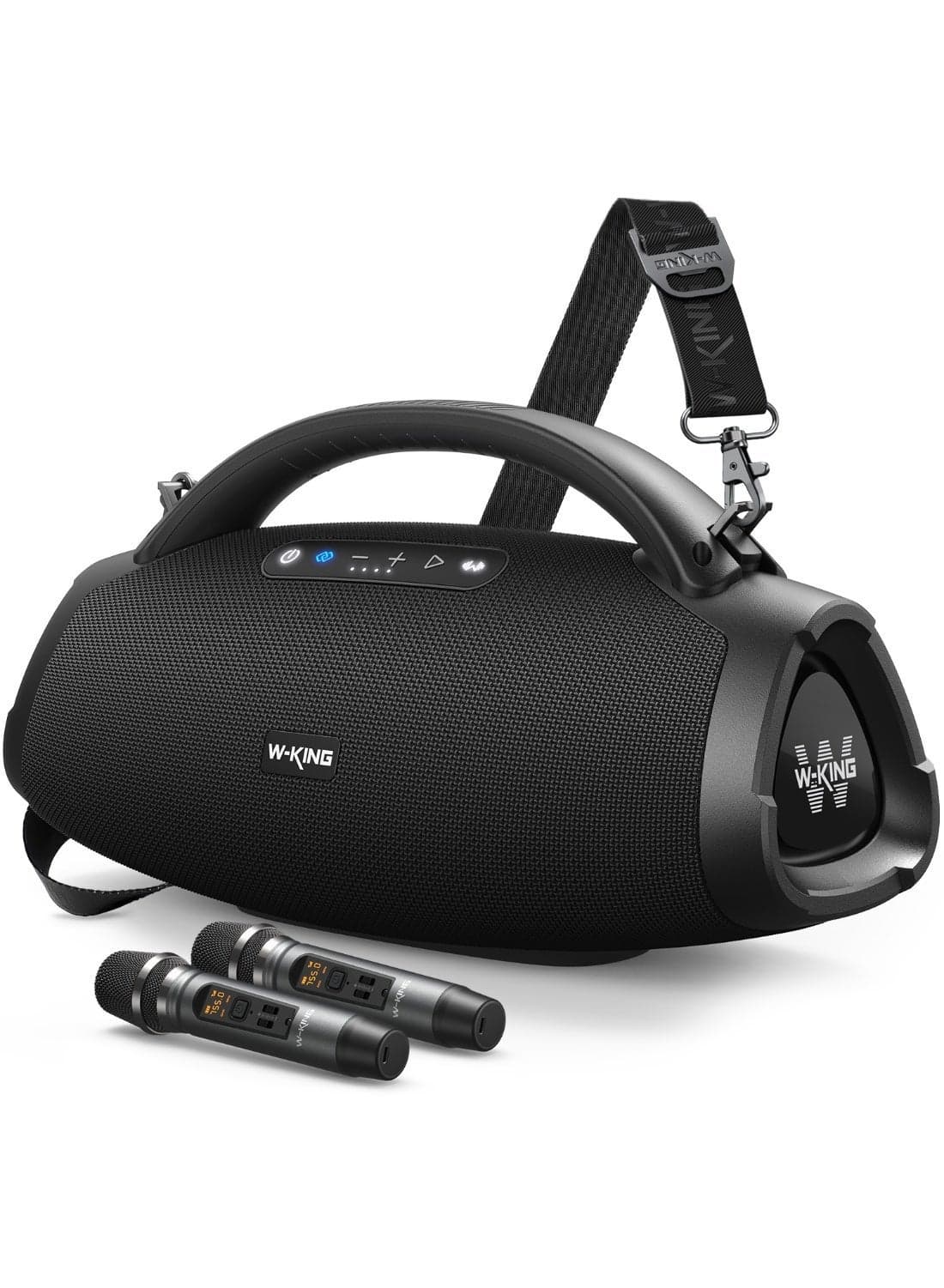 300W Peak Loudest Boom Box with Two Microphones, 7.5" Subwoofer/2.1Ch/IPX7 Waterproof, 200W RMS Party Large Bluetooth Speaker Wireless with 2 Woofers/DSP/BT5.4/APP/Fast Charge/OTG/AUX/Guitar-in, Massive Bass for Outdoors