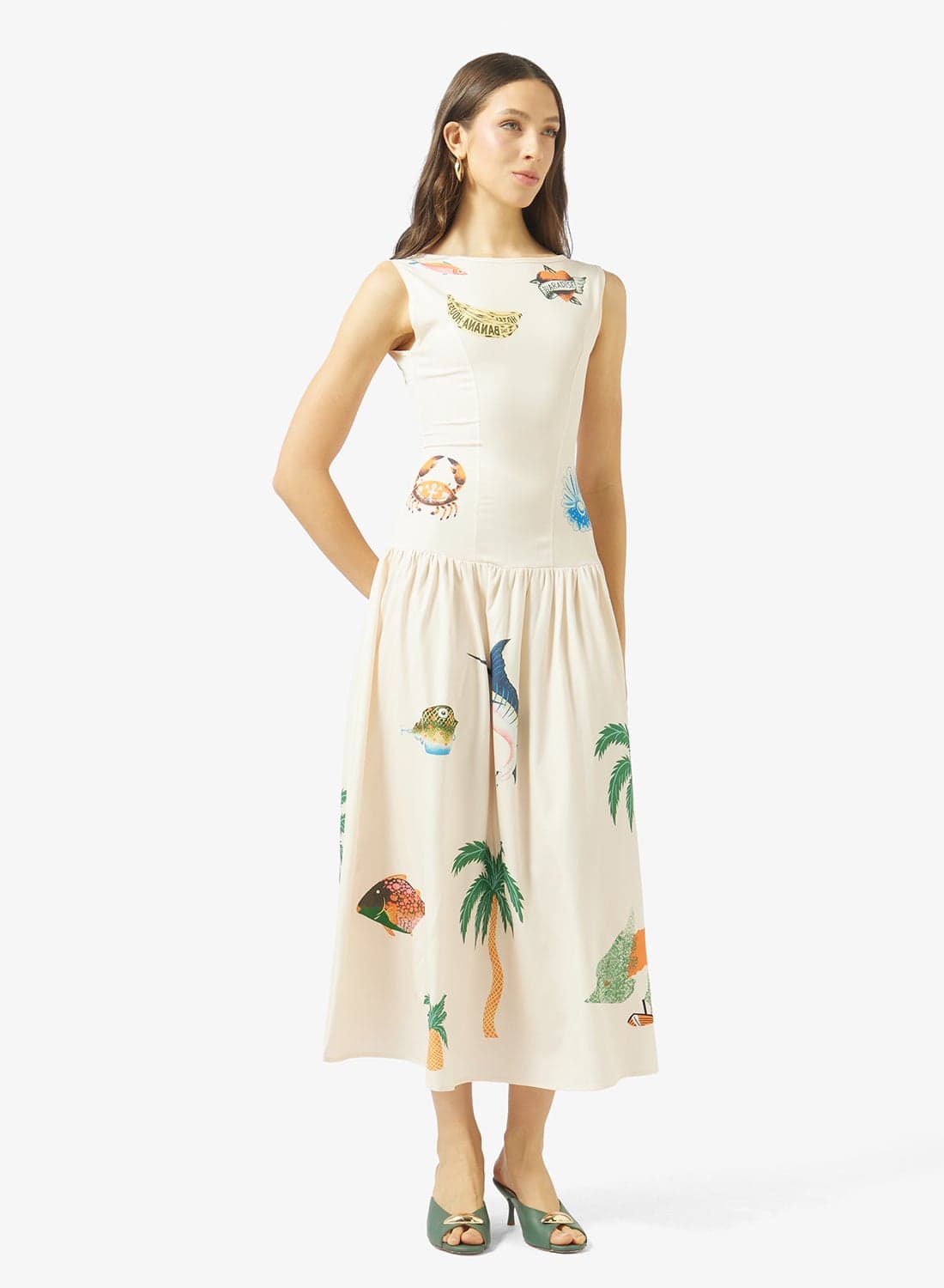 Drop Waist Printed Resort Dress