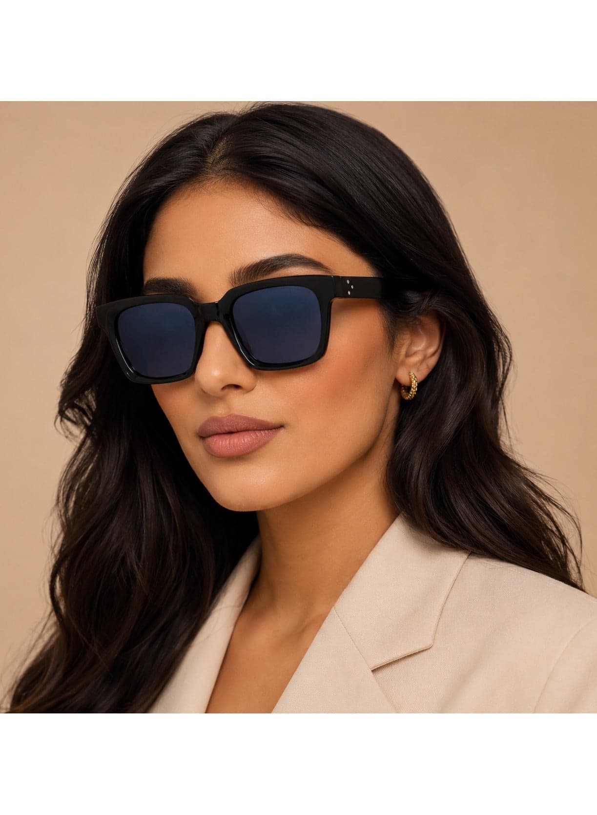 ERA Sunglasses for Women Men, Oversized Rectangular Frame with Spring Hinges, Polarised Black Tinted Lens With UV400 Protection,Anti-reflective & Anti-Glare, Black (Pack of 1)