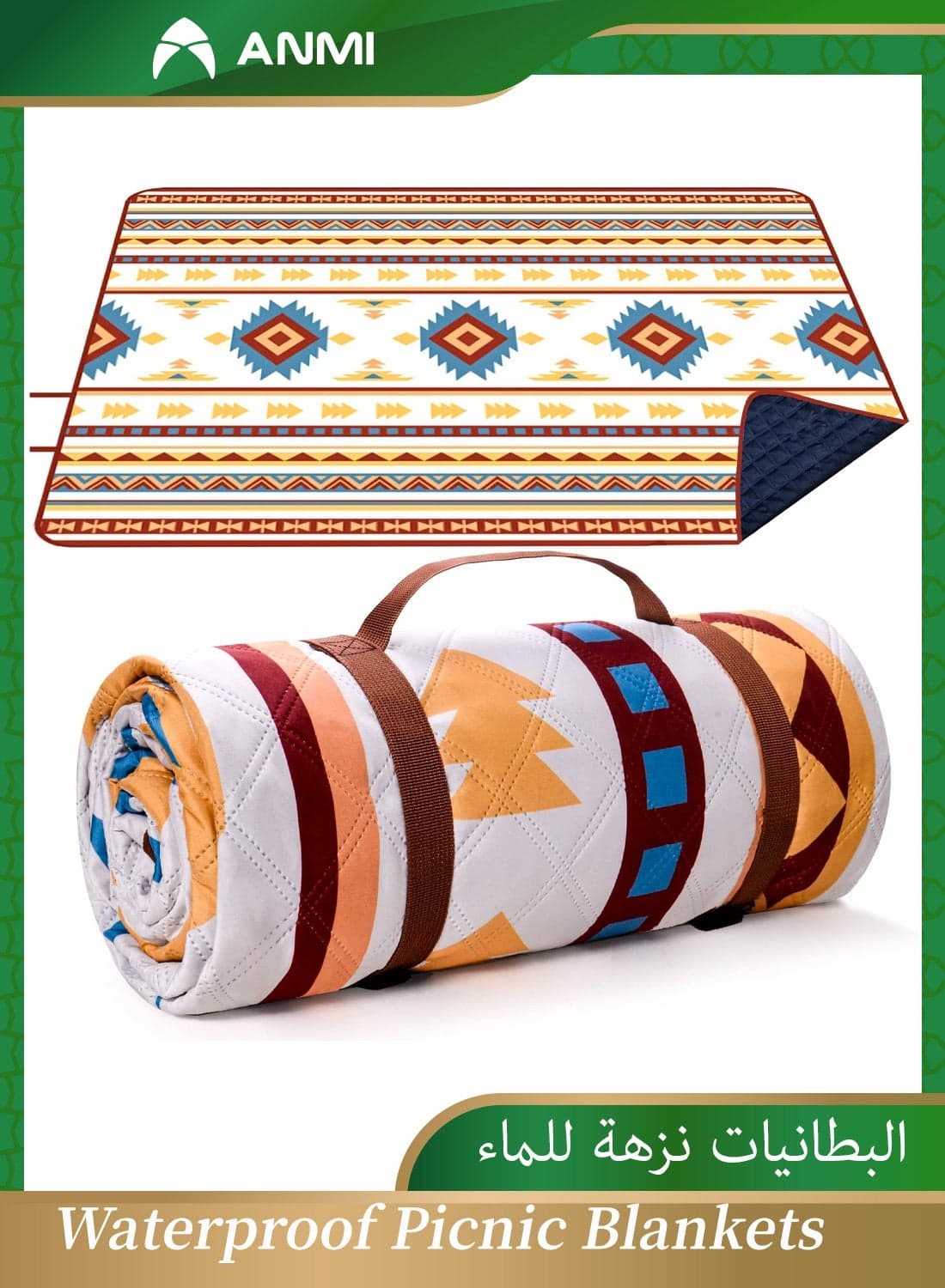 Outdoor Picnic Blankets Waterproof, for The Beach, Camping Travelling on The Grass, Park Blanket, Rolling Up Packaging, Portable Carrying, Picnic Mat for Family Holiday, Garden Seattle Style