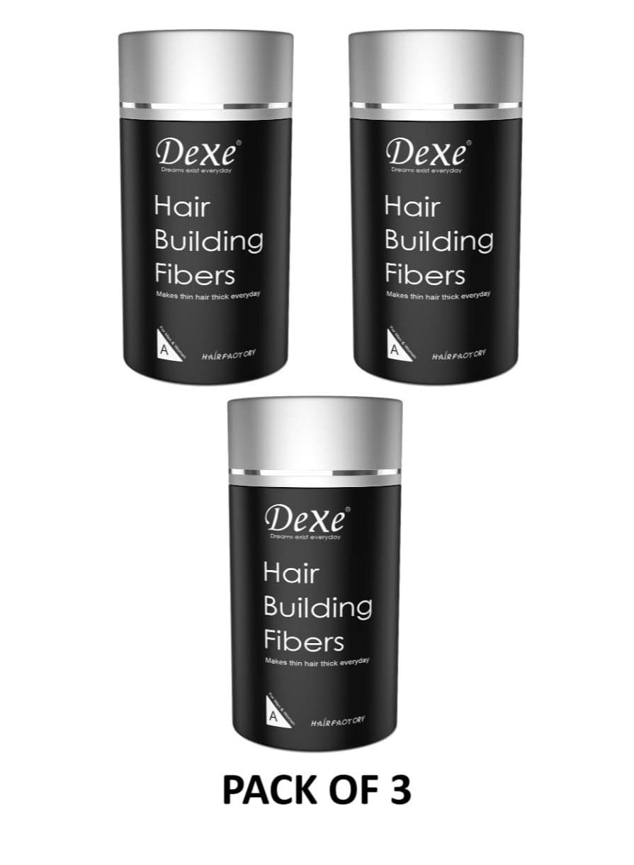 Dexe Hair Building Fibers, Black, Pack of 3 x 22grams