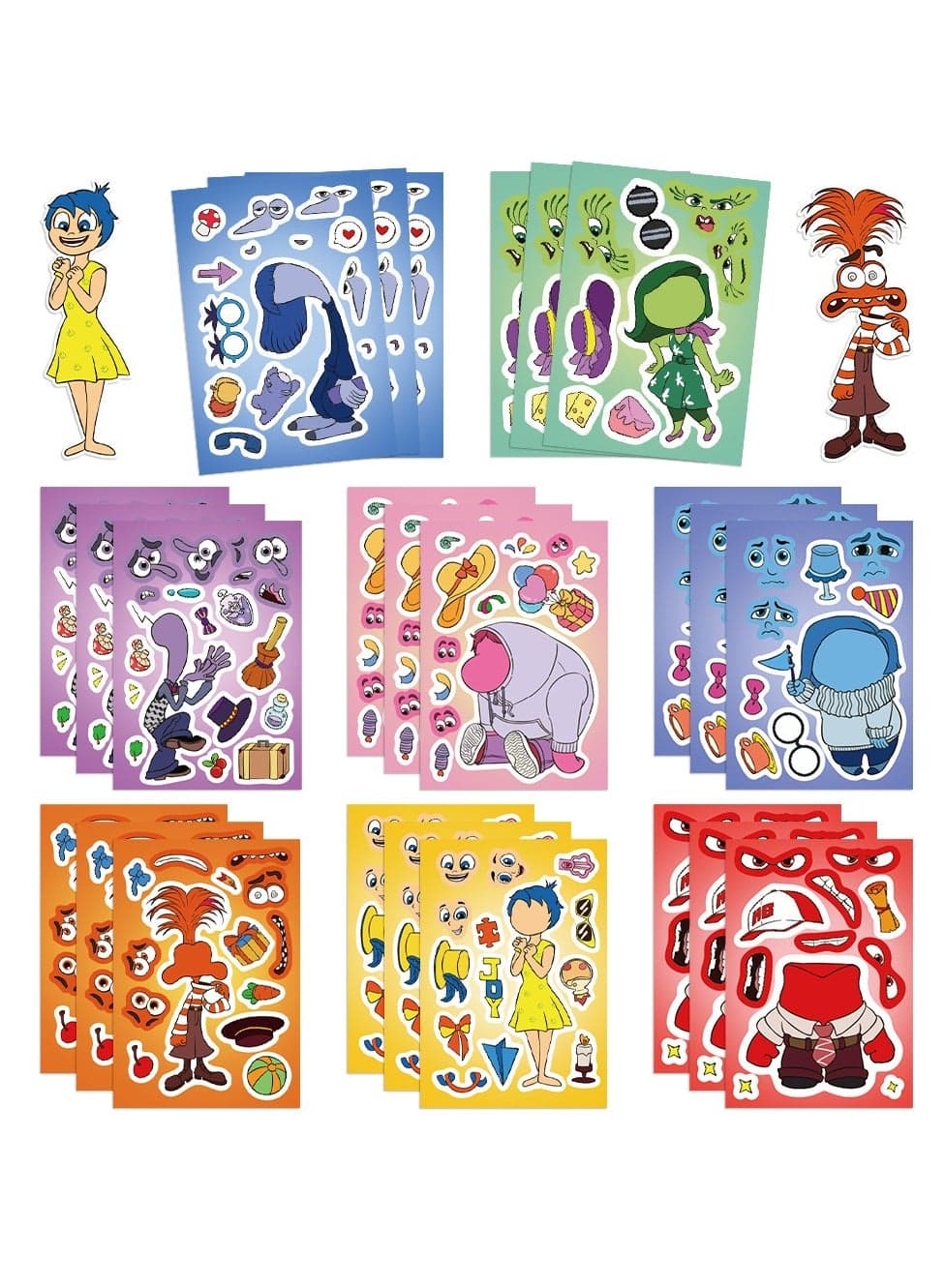 8 Sheets/Set Inside Out Stickers Waterproof Make a Face Puzzle Stickers DIY Craft for Kids