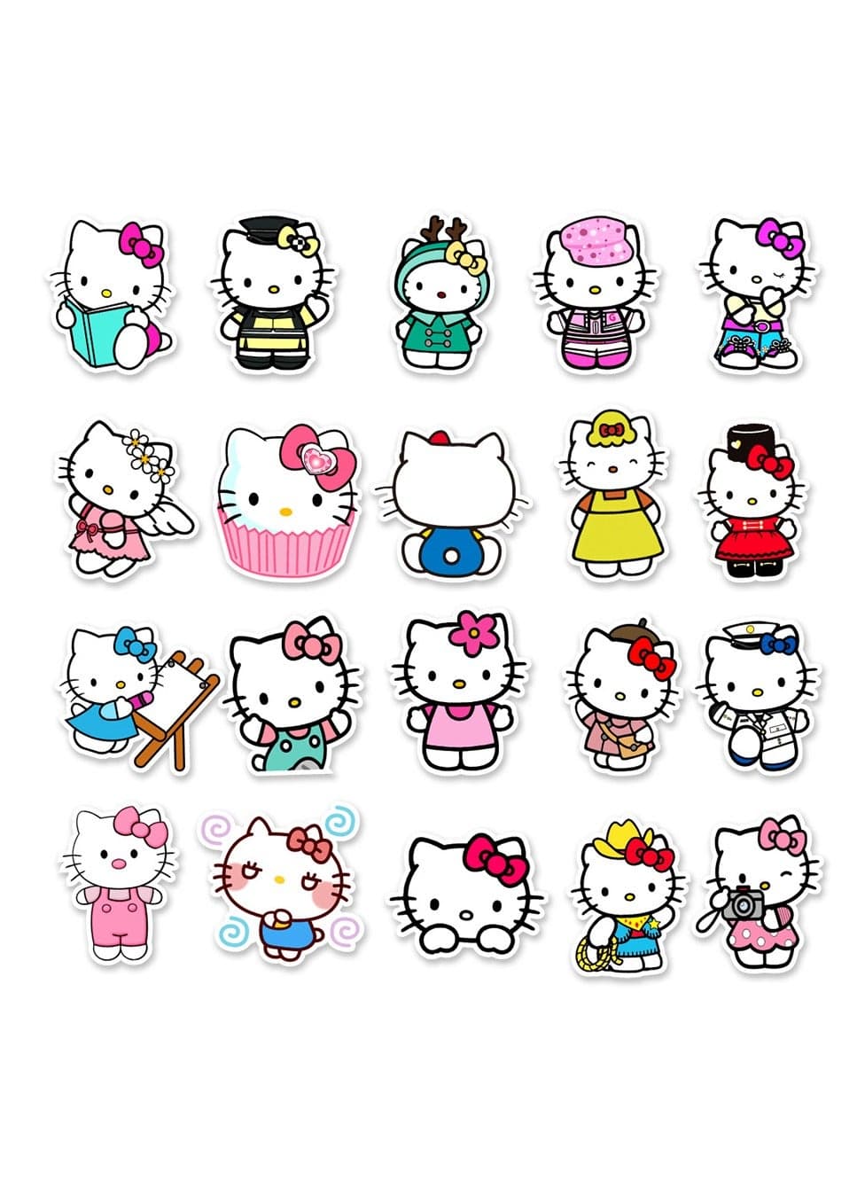 50pics Kawaii Bow & Whiskers Stickers Set - Pink Aesthetic Vinyl Decals with Japanese Cute Cat Elements (Waterproof Laptop/Sketchbook Decor for Girls)