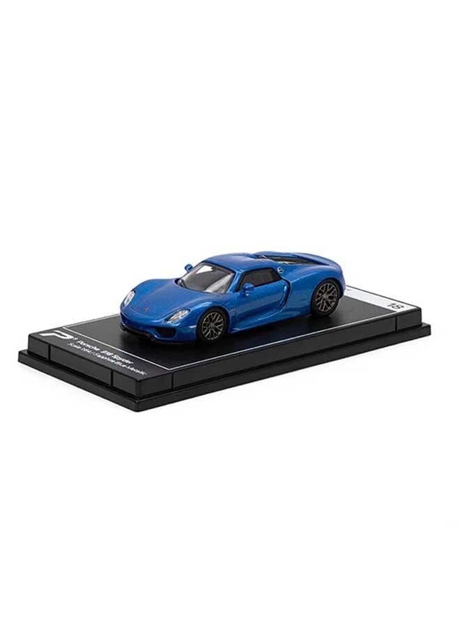 PosterCars - 1:64 Scale Porsche 918 Spyder (Sapphire Blue Metallic) Hypercar League Collection – Die-Cast Toy Car for Kids & Collectors