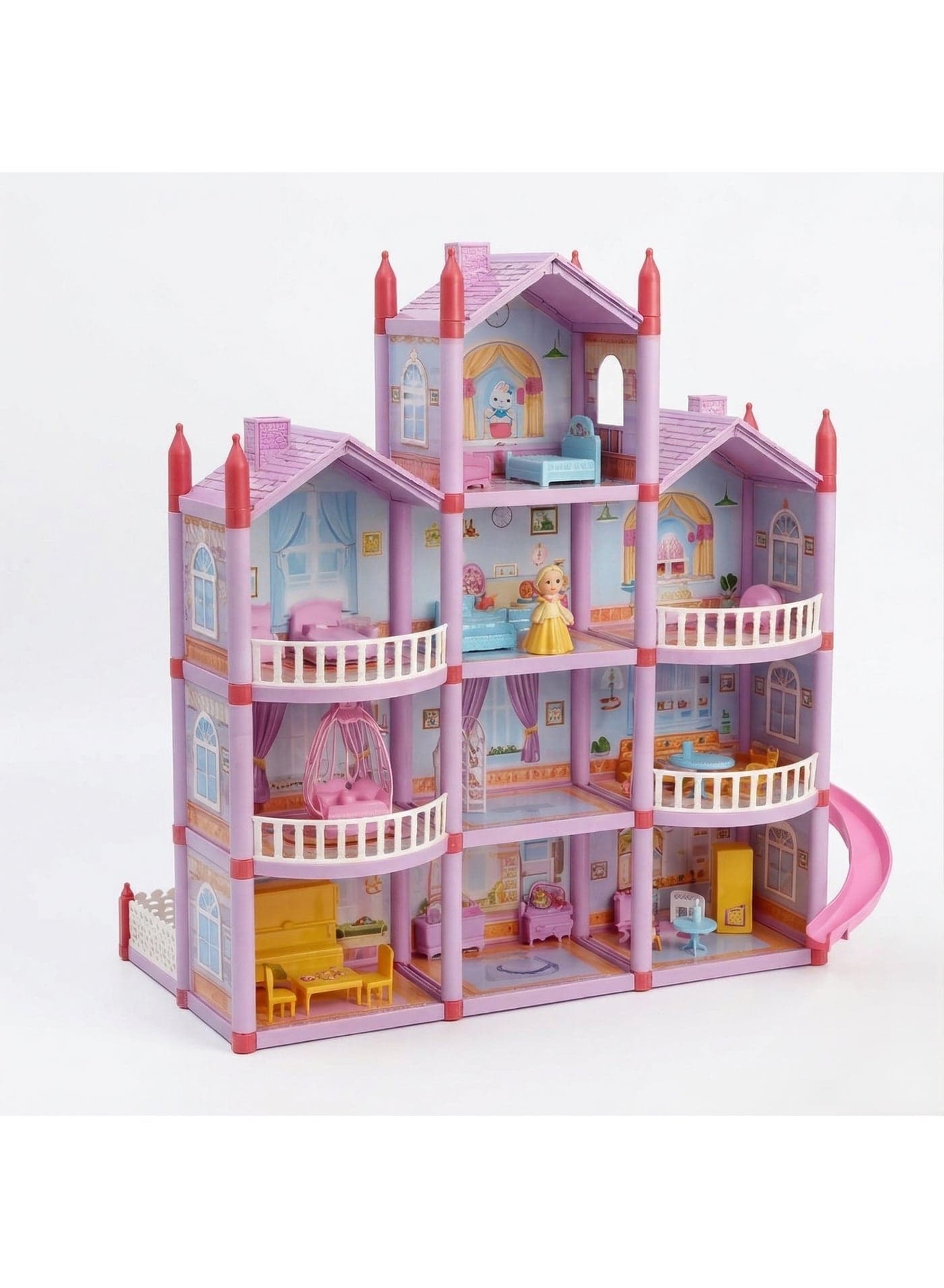 TOY GARDEN Dollhouse Dreamhouse Building Toys | DIY House with Furniture, Movable Slides, Pets & Dolls | Interactive Party Play Doll House for Kids Ages 3+
