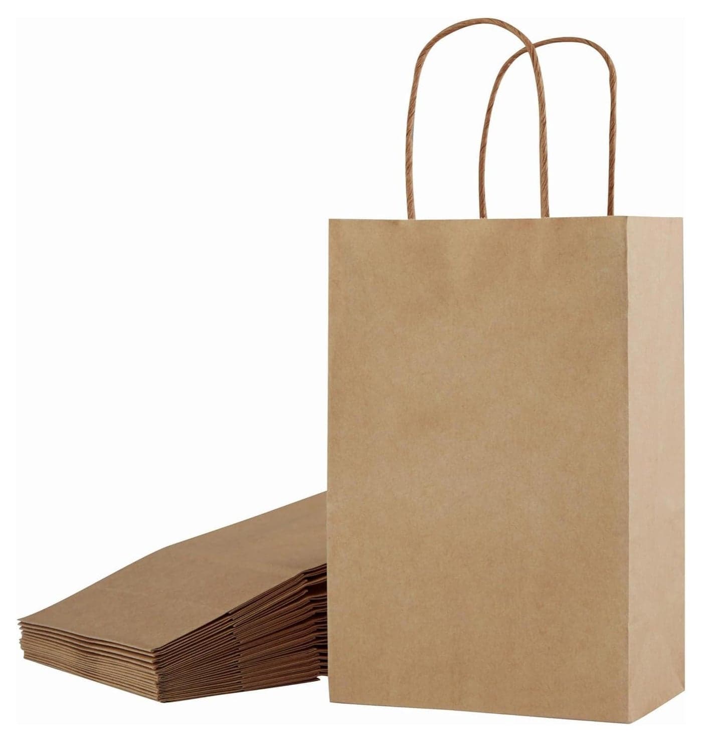 MOMENT 12 PACK Paper Gift Bags with Handles in Bulk, Kraft Paper Bags 22 * 16 * 8cm, Recyclable Shopping Bags for Retail, Grocery, Party Favors, Wedding, Brown