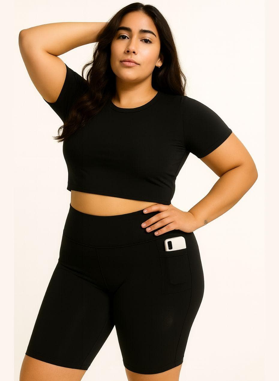 Plus Size Yoga Shorts Pilates Shorts with Pocket and Cardslot