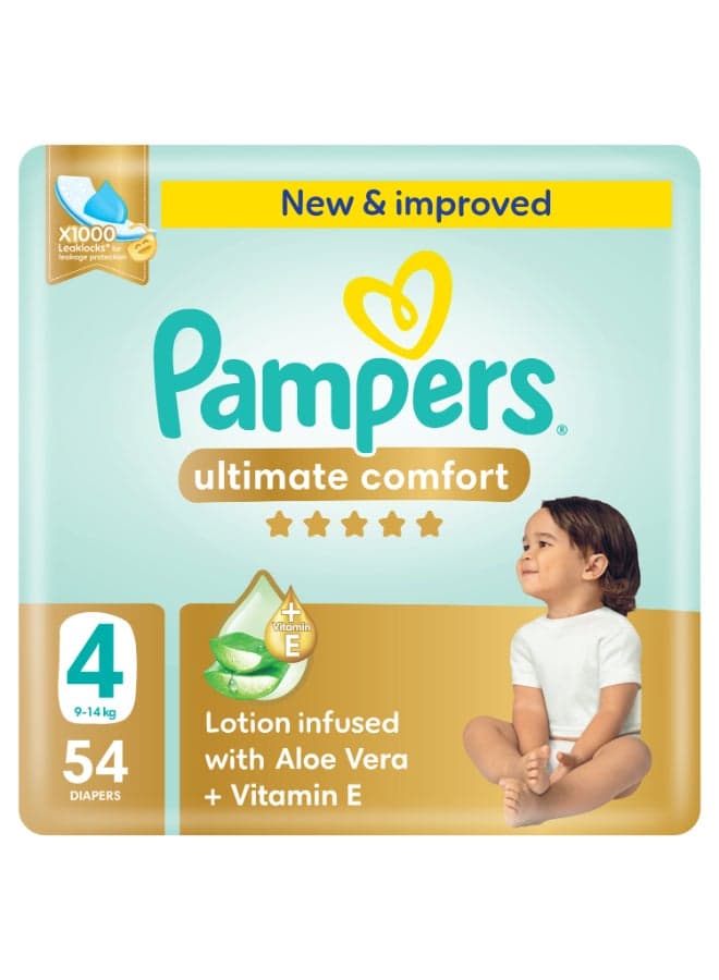 Premium Care Taped Baby Diapers, Size 4, 9-14 kg, Softest Absorption for Ultimate Skin Protection, 54 Count