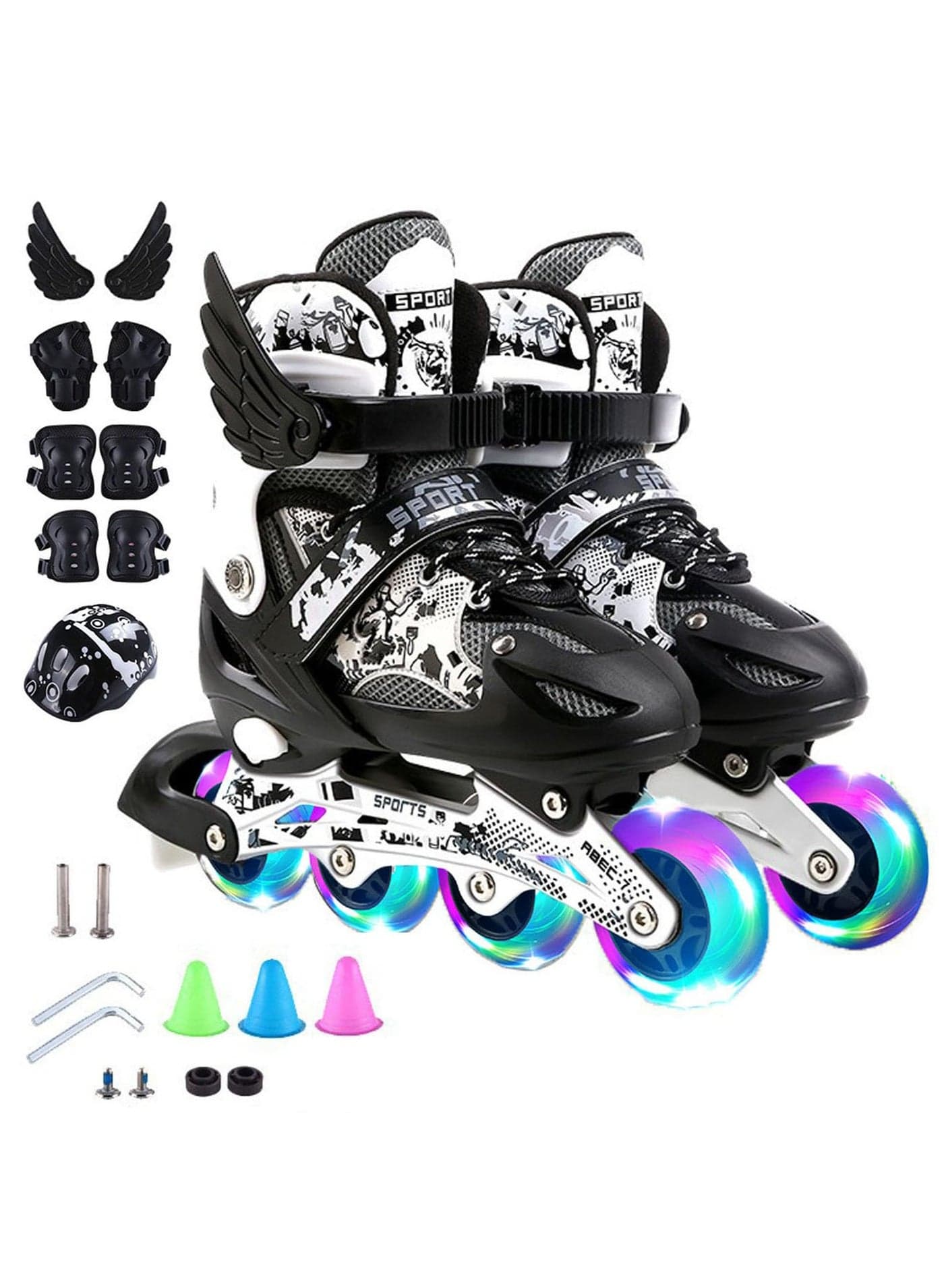 Adjustable Size Roller Skates, Inline Roller Skates for Kids, Light Up Single Row Skate Shoe, Adjustable Size Roller Skates, Inline Roller Skates for Kids, Light Up Single Row Skate Shoe