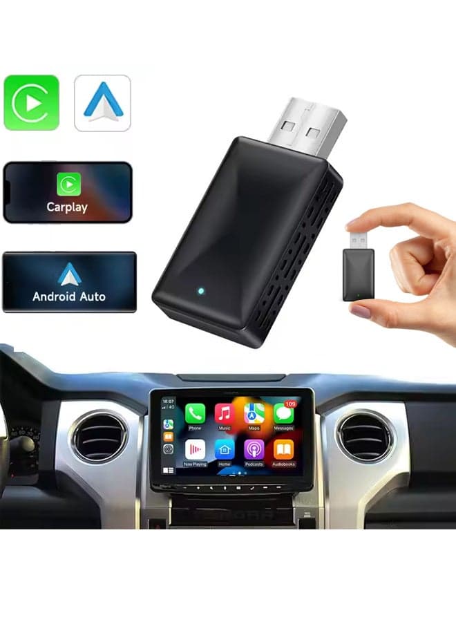 Wireless CarPlay Adapter for iPhone, 2-in-1 Wireless Carplay Plug Play Smart AI Box BT Wireless Dongle Mini Size , Stable Control & No Delay, Black