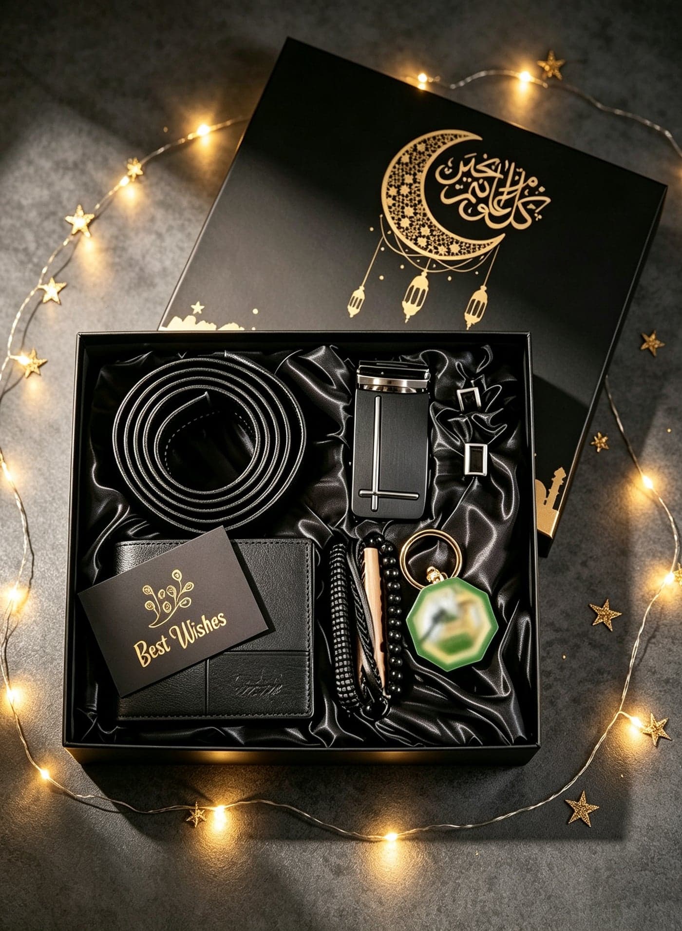 Luxury Men’s Birthday Gift Box - Containing A Wallet, Belt, Bracelet, Cufflinks and Keyring. The Perfect Gift for Fathers and Boyfriends
