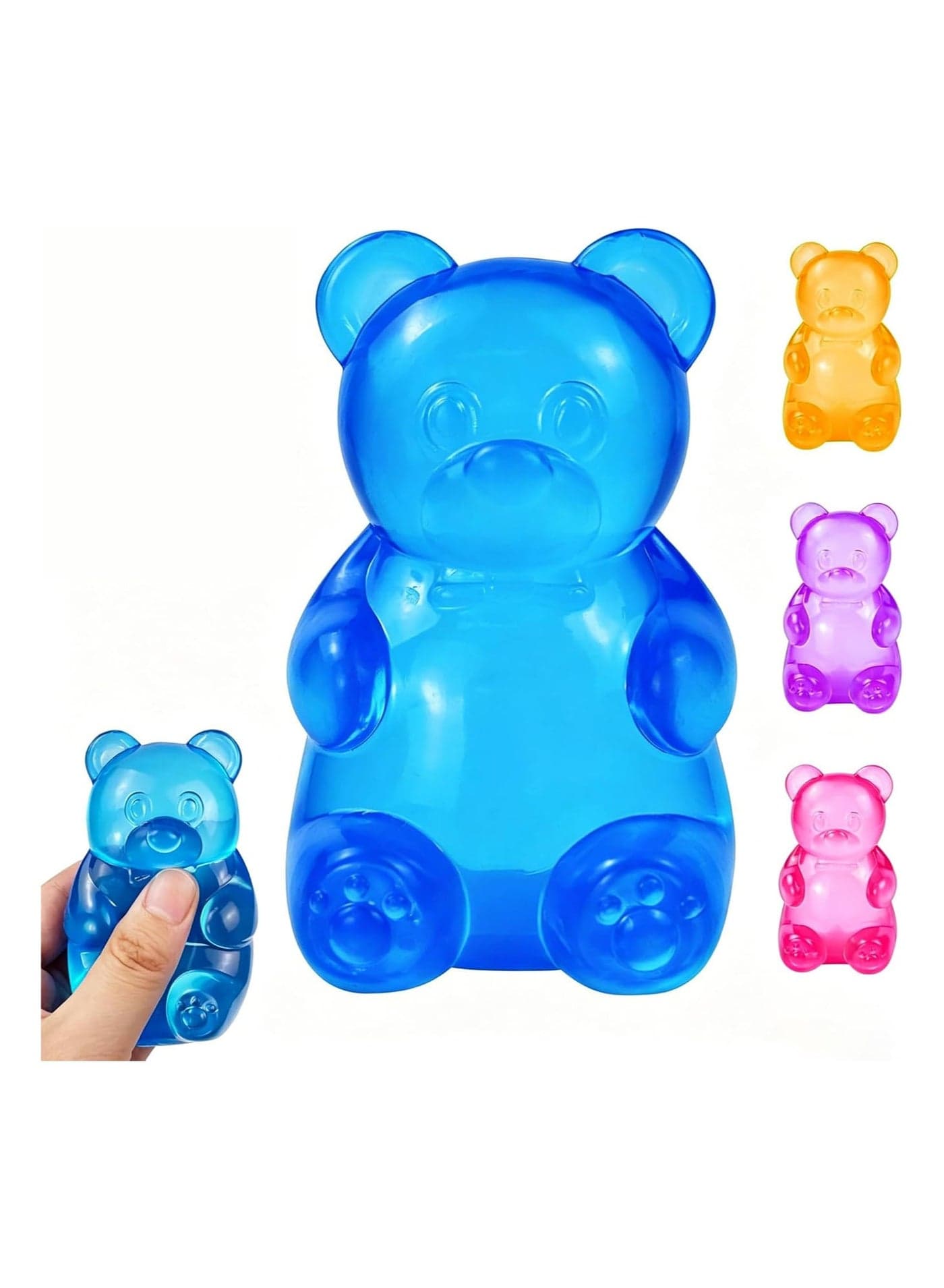 Squishy Gummy Bear Stress Balls, Fidget Squishy Toy with Soft High Density Gel, Ultra Soft Squeeze Balls for Kids Adults Anxiety Relief, Calming Students Classroom Prizes Calming Kids Adults, Blue