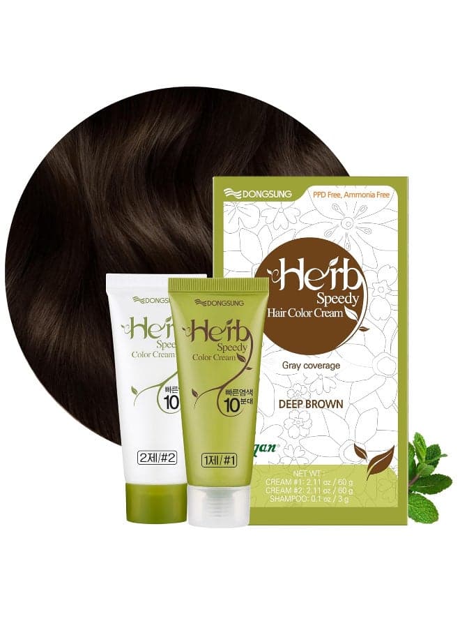 Color Cream(Deep Brown, 1 Pack), PPD-Free Ammonia-Free Vegan Hair Dye with Sun Protection, Odorless, Gentle for Sensitive Scalp, No Eye or Scalp Irritation