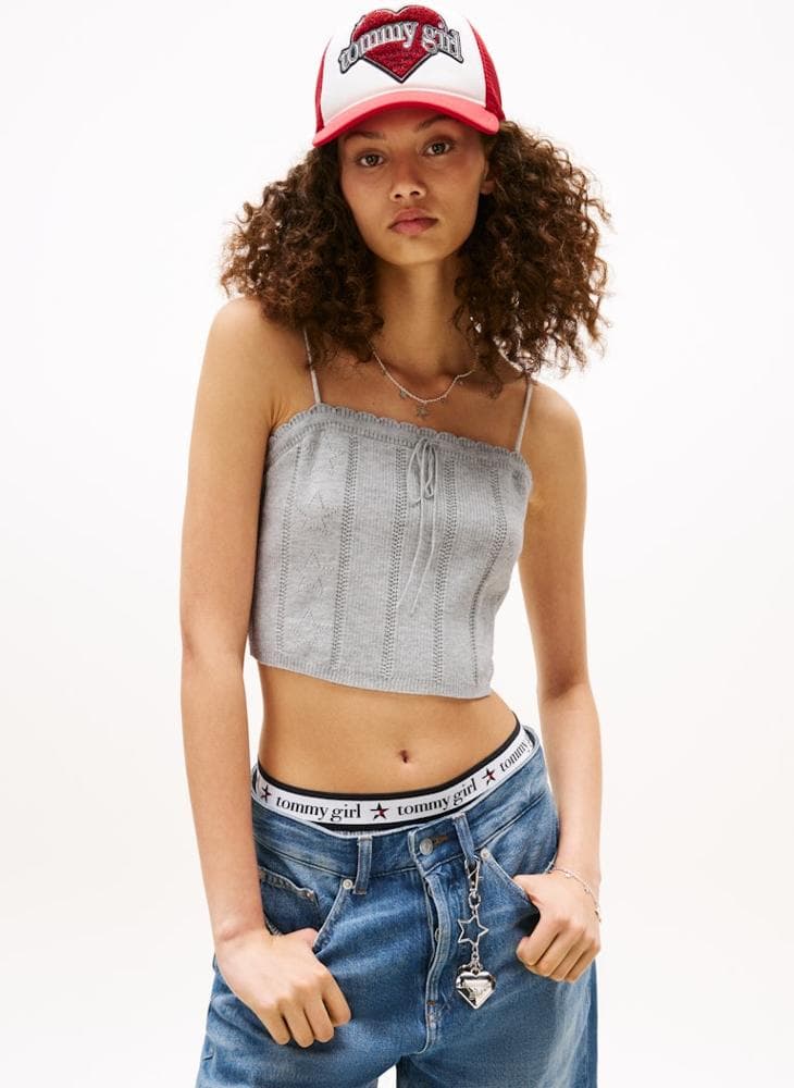 Tommy Girl Drawstring Detailed Pointelle Cami Top