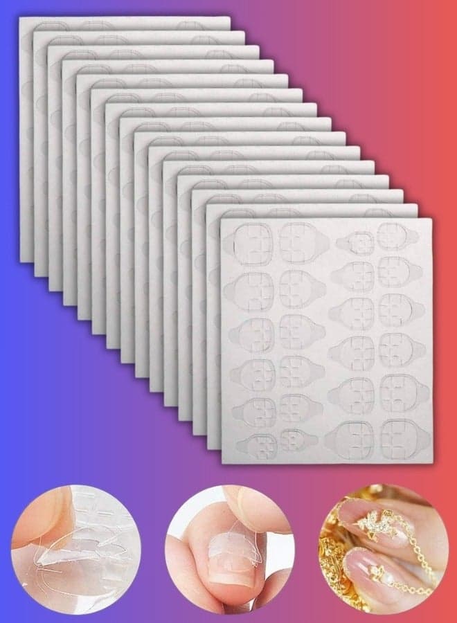 15 Sheets 360 Pcs Nail Stickers Nail Adhesive Glue Tape Set Waterproof Breathable Glue Tabs Double Sided False Nail Sticker Jelly Sticker Super Sticky Fake Nail Glue Stickers Transparent Flexible for Manicure Nail Art Tools