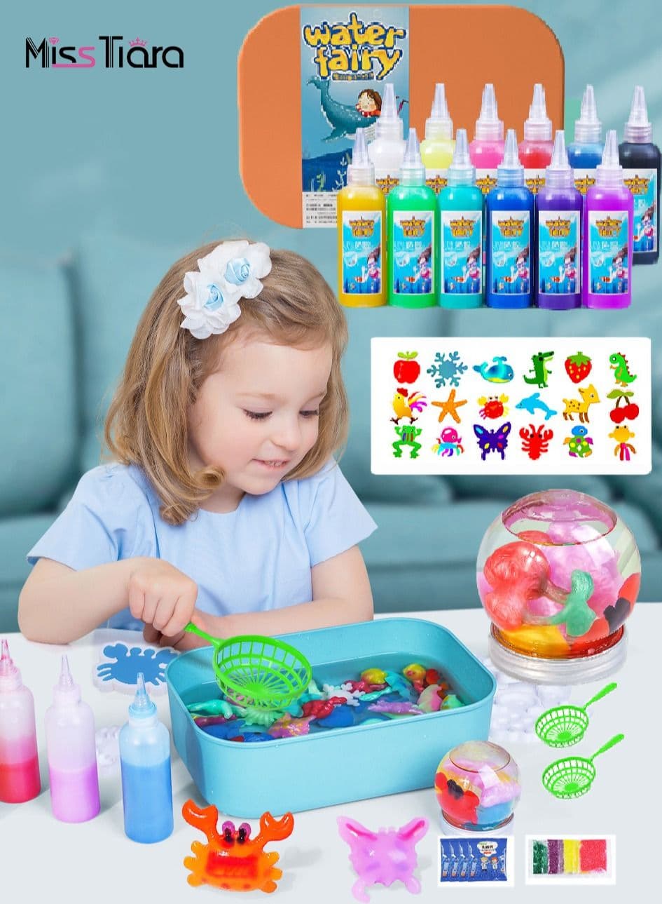 Magic Water Elf Beads Toy Set with Box, DIY Maker kit, Jelly Sea Animal Creature, Sensory Bin Set, Toys for 3+Year Old Boys Girls, Party Favors, Goodie Bags Fillers, Birthday Day Gifts and Prize