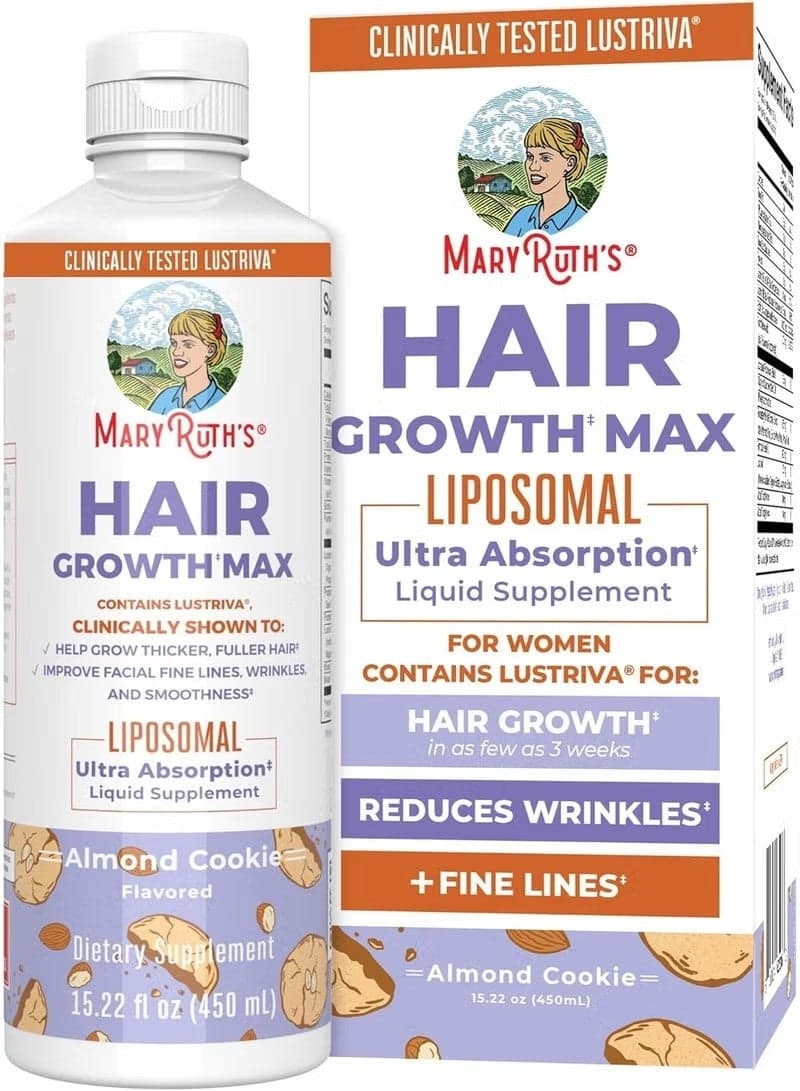Organics Women's Hair Growth MAX Liposomal | with Lustriva® + Biotin 10000mcg + Pumpkin Seed Oil | Thicker Hair | Hair Care | Wrinkles, Fine Lines, Skin Care | Ages 18+ | 15.22 Fl Oz