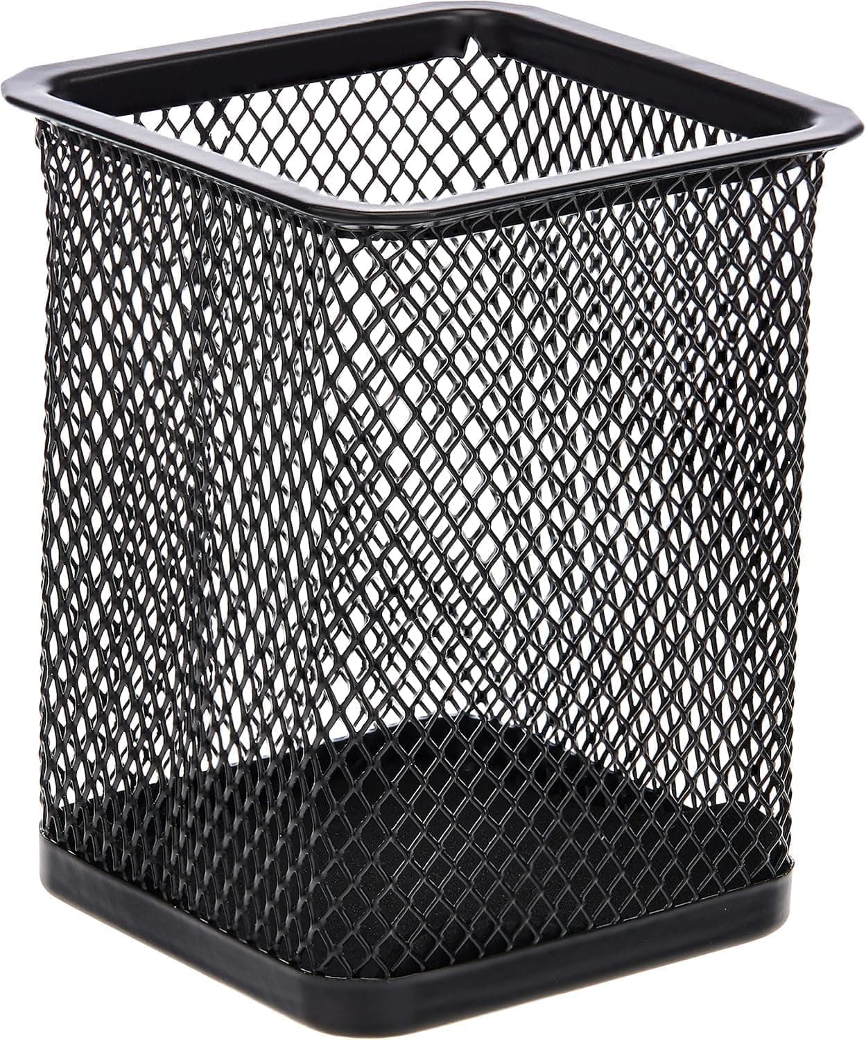 AL FAKHAMA Black Metal Mesh Desk Organiser - Square Pen Holder for Office, Home & School Use