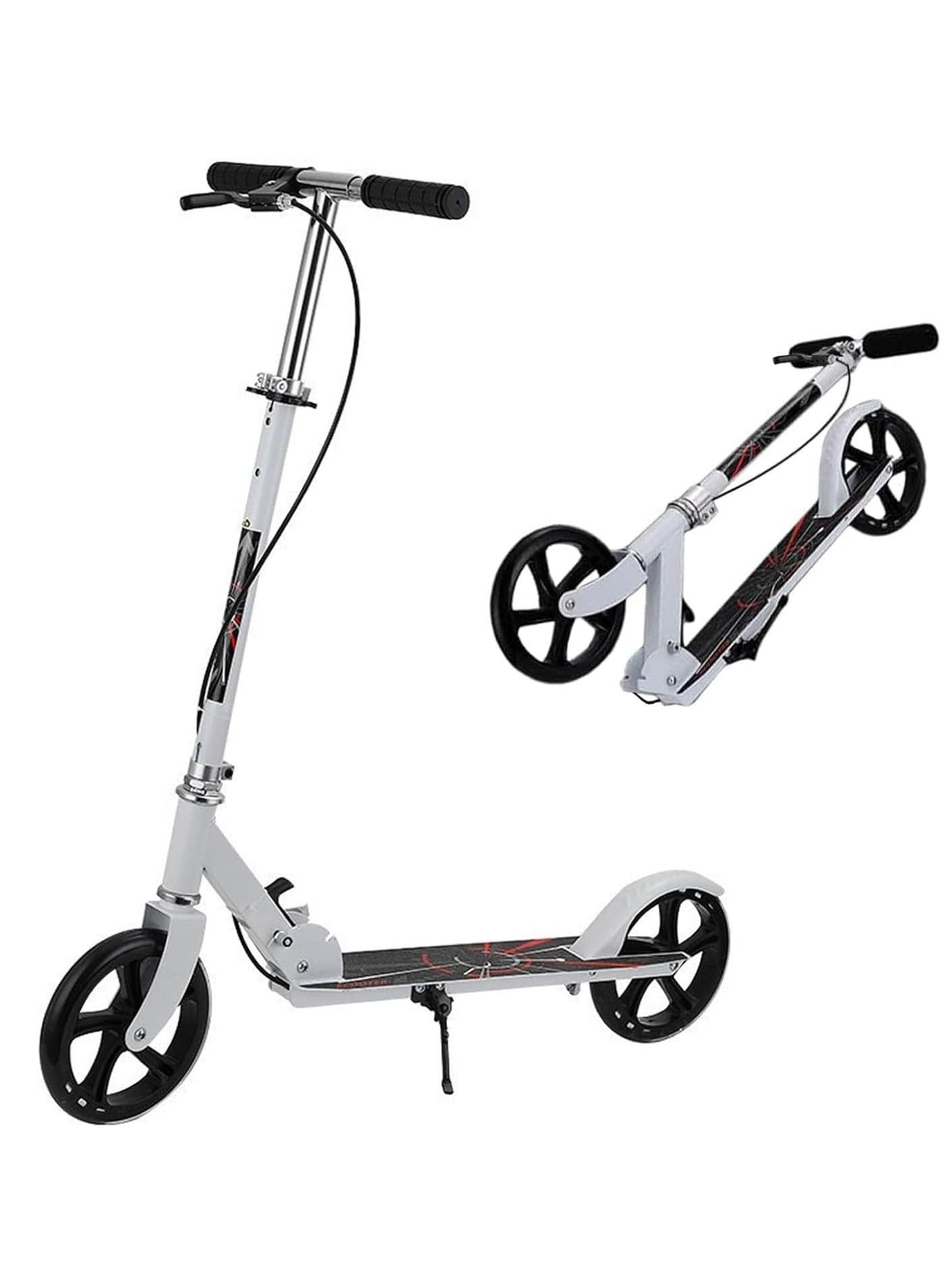 Kick Scooter Foldable Scooter with 4 Adjustment Levels Handlebar Teens and Adult Scooter with Anti-Shock Suspension Dual Brake Design Max Load 100 KG 8IN Big Wheels for Kids Teen and Adults