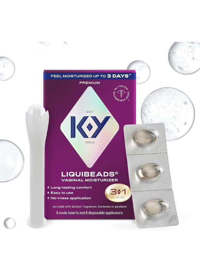 Personal Lubricant, K-Y Liquibeads l Moisturizer, 6 Bead Inserts and 6 Applicators