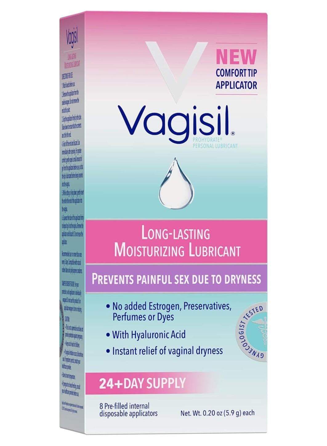 Vagisil Prohydrate Internal Vaginal Moisturizer, Gel & Lubricant for Women, Gynecologist Tested, 8 Count Pack of 1