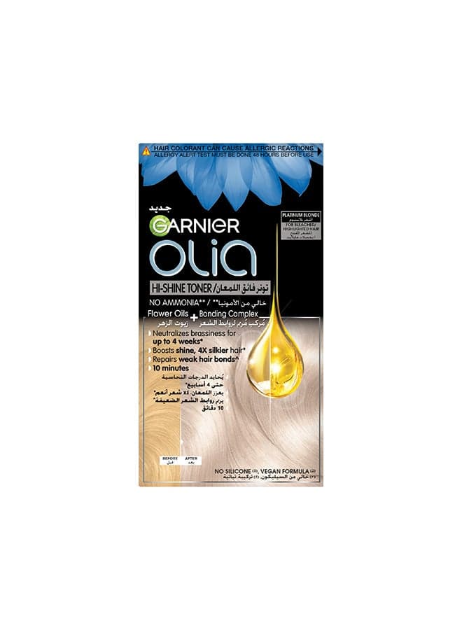 Garnier Olia Hi-Shine Toner No Ammonia for Bleached/ Highlighted Hair, Platinum Blonde, Vegan