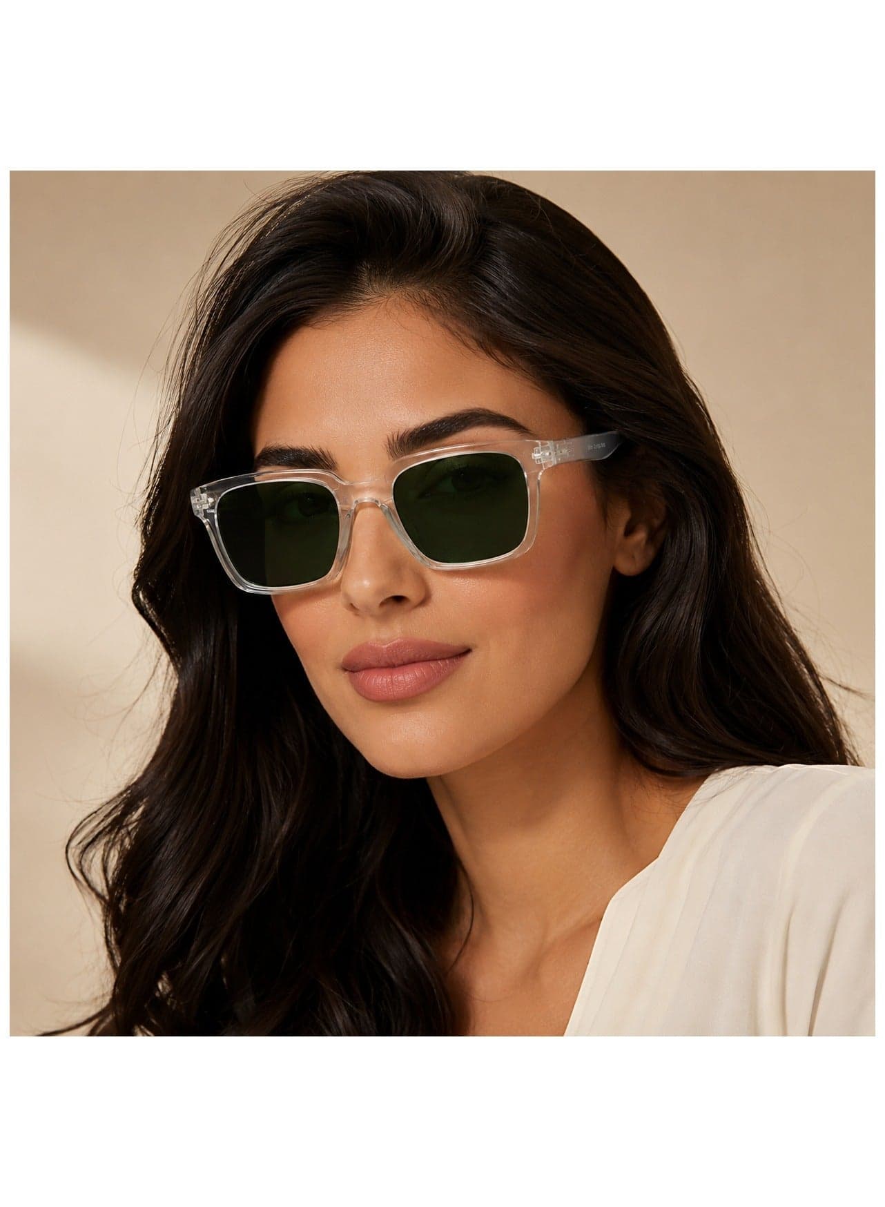 ERA Sunglasses for Women Men, Oversized Rectangular Frame with Spring Hinges, Polarised Green Tinted Lens With UV400 Protection,Anti-reflective & Anti-Glare, Clear (Pack of 1)