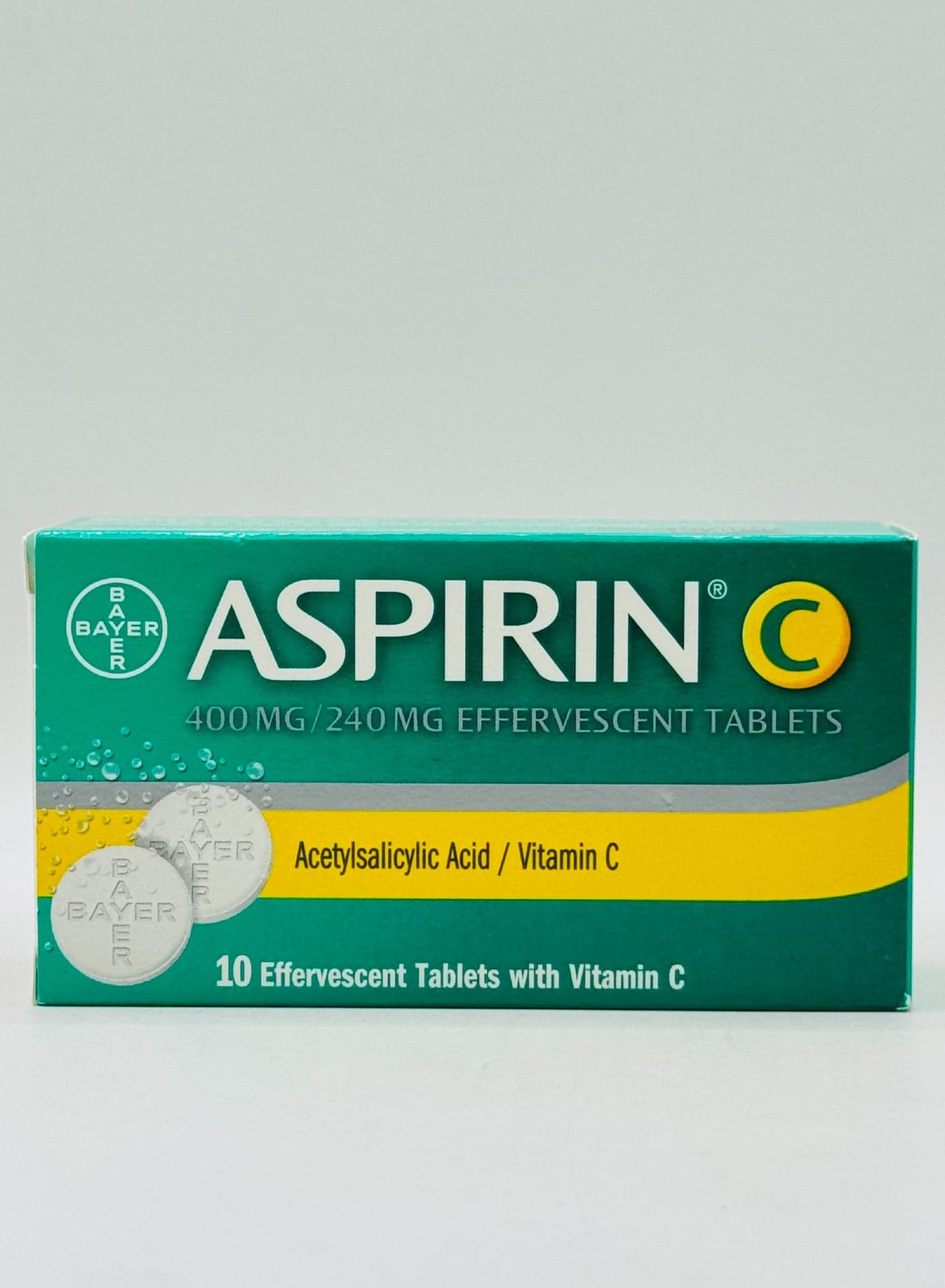 Aspirin C Effervescent 400mg/240mg 10 Tablets (Fast-Acting Relief for Pain, Fever & Cold)