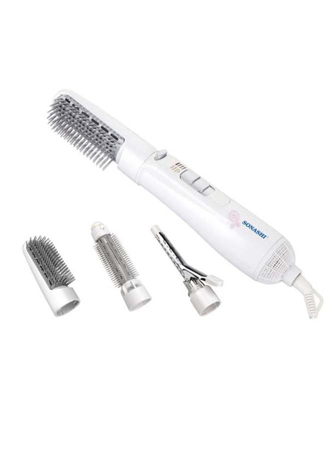 4in1 Hair Styler With Detachable Thermal Brush Curler Clip And Big Roller Brush HighCareCoolOff Adjustable Settongs 360 Degree Swivel Cord With Hanging Function SHS-2086 White 32cm