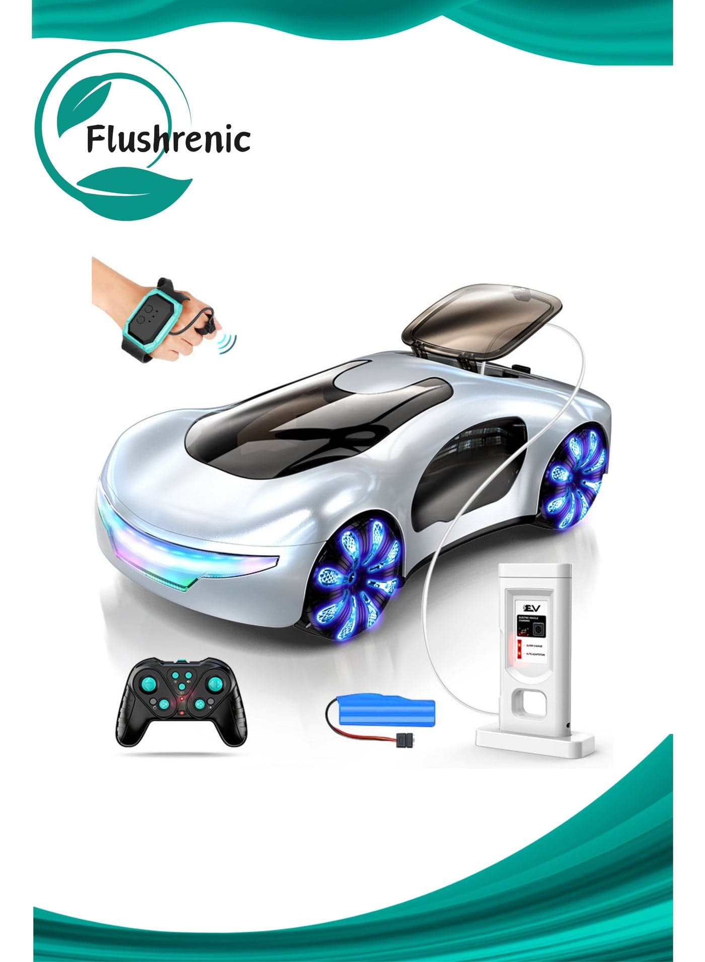Gesture-sensing remote-controlled car, gesture-sensing remote-controlled stunt car, drifting remote-controlled stunt car, remote-controlled toy car, with lights, spray and sound, 2.4GHz children's hobby remote-controlled car toy, 360° rotation, suitable as a birthday gift for boys and girls aged 4-12 (white)