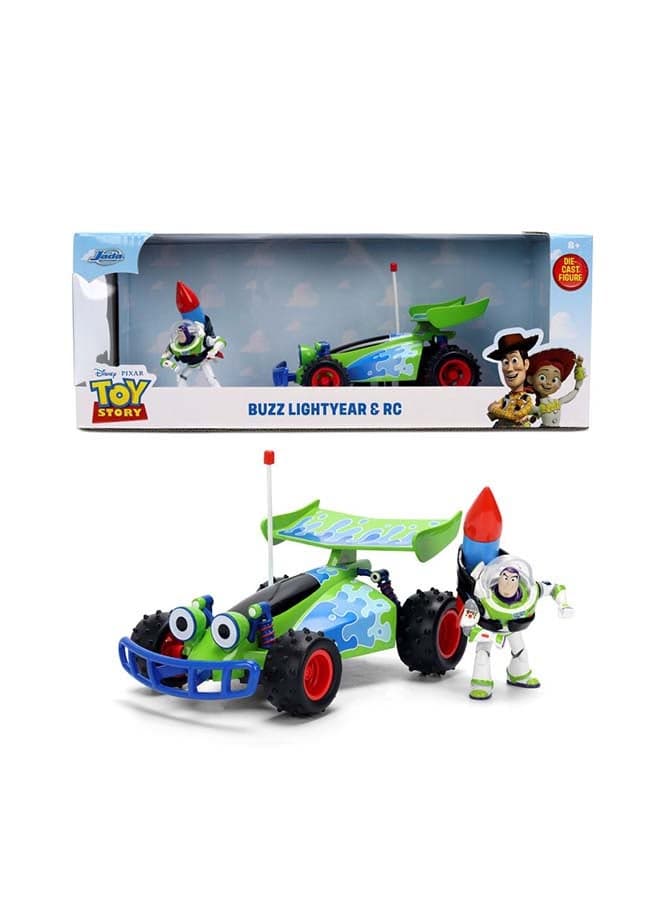 Toys Disney Pixar Toy Story RC Turbo Buggy Die-Cast Car with 1.65" Buzz Lightyear Figure, Toys for Kids and Adults – 1:24 Scale, Multicolor