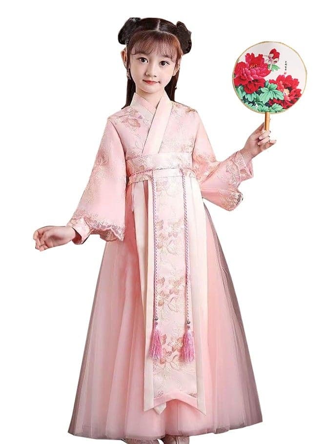 Girl's Hanfu Dress, New Spring/Autumn Style Chinese Tang Suit, Fairy-like Princess Ancient Ruqun Dress, Traditional Chinese Costume for Kids